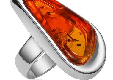 Γυναικείο δαχτυλίδι  από ασήμι 925 me γνήσια πέτρα κεχριμπαριού -  - 